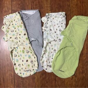 Set of SwaddleMe Baby Swaddles animal print, grey and green